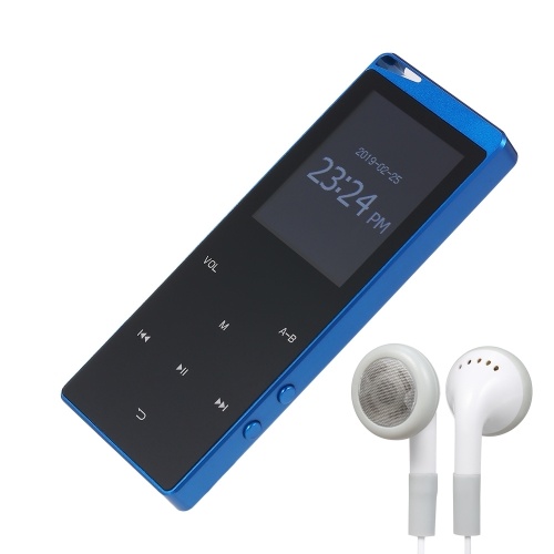 Reproductor de MP3 de 8 GB Reproductor de música digital portátil ultrafino Ranura para tarjeta TF Botón táctil Soporte de radio FM Función BT con auriculares de 3.5 mm Carcasa de metal de lujo Batería recargable