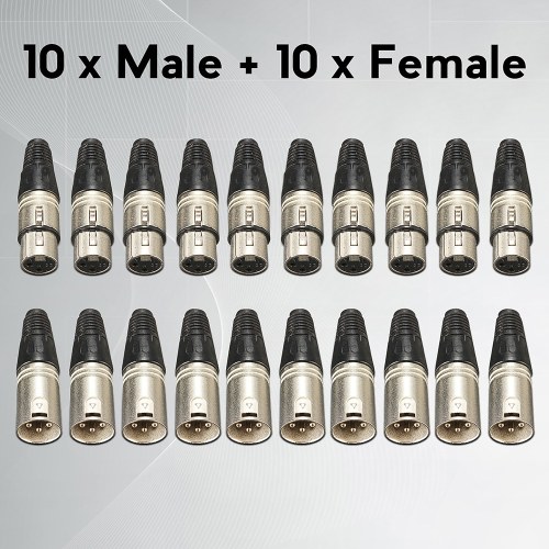 

10 пар 3-контактный штекер Женский XLR Аудио кабель Разъем Разъем Микрофон