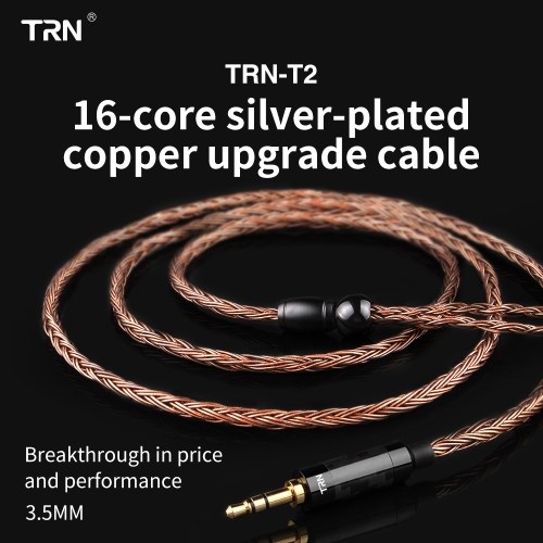 

TRN T2 HiFi Upgrade Cable Detachable Replaceable Headphone Cable 16 Core Silver Plated 3.5mm Plug Earphone Cord MMCX/2Pin Connector Optional