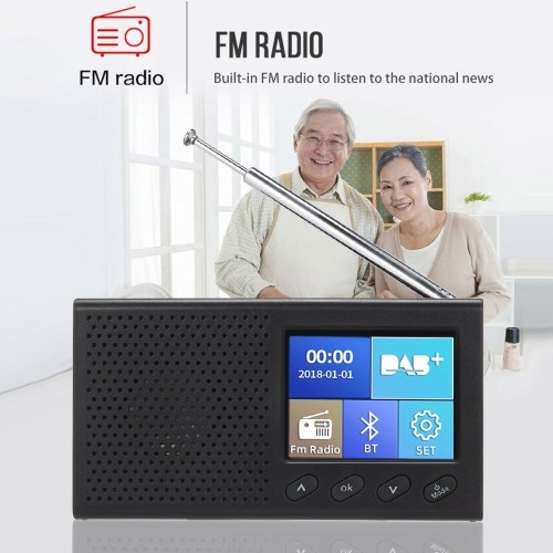 

Portable DAB FM Radio Rechargeable Handheld Digital FM DAB Receiver BT Speaker Music Player 2.4-inch Color LCD Display 3.5mm Headphone Jack