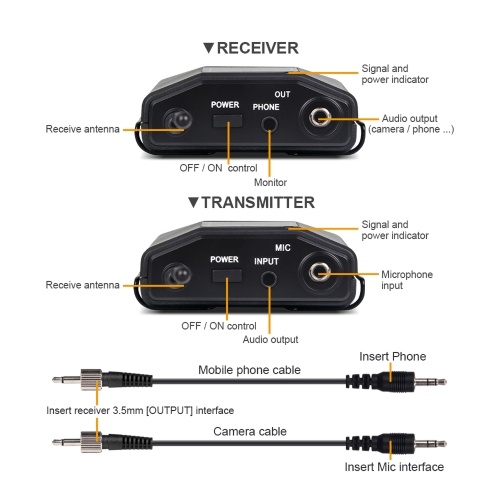 

UHF Wireless Collar Clip Microphone with Audio Monitor Function for Smartphones Cameras Outdoor Interview Live Broadcast Tie-clip Microphone