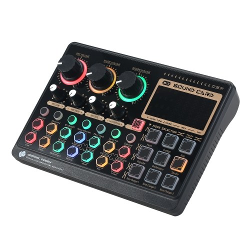 

X6mini External Live Sound Card Mini Sound Mixer Board for Live Streaming Music Recording Karaoke Singing Color Backlight Buttons with 14 Special Effects BT Connection for Smartphone Laptop PC