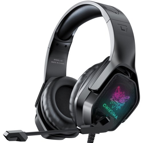 ONIKUMA X4 Wired Gaming Headset Stereo Over-ear Game Headphone with Noise Reduction Mic RGB Lights for Computer PC Gamer