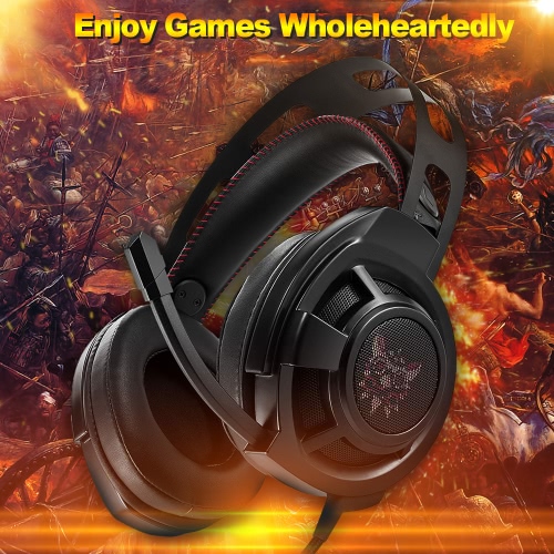 

ONIKUMA Gaming Headset 3.5mm Stereo Headphones w/Retractable Microphone Volume Control Noise Canceling LED Lights for PC
