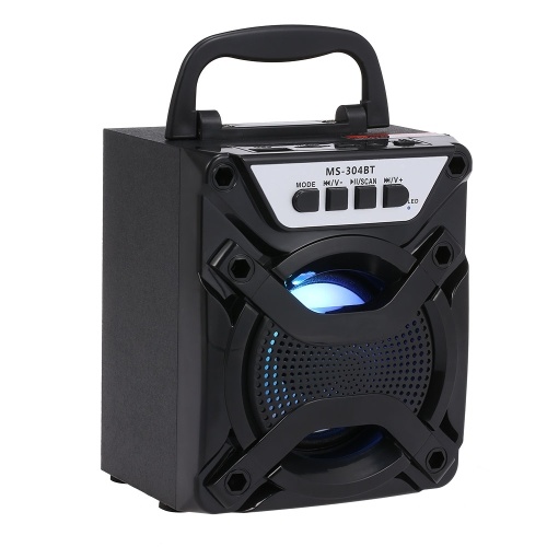 

Portable Wireless Bluetooth Speakers Wood Stereo Sound Box Speaker LED Light FM Radio AUX Function TF Card Slot