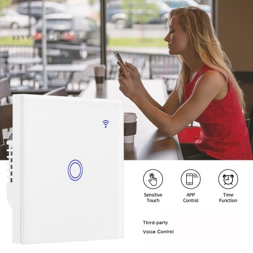 

1 Gang WIFI Smart Switch WIFI 2.4G Network Link Support Third-party Voice Control APP Control Timer Switch Mobile Phone Control Waterproof and Scratch Resistant Single Channel Switch White