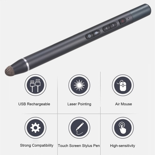 

2.4GHz Wireless Multifunction Presenter Touch Screen Stylus Pen Laser Pointer with Remote Control PowerPoint PPT Flip Pen Mouse Left