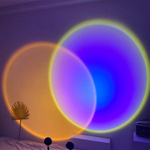 Sunset Lamp Light Projector Sunset Light Night Light Rainbow Projector Lamp USB Romantic Atmosphere Light Background Wall Decoration