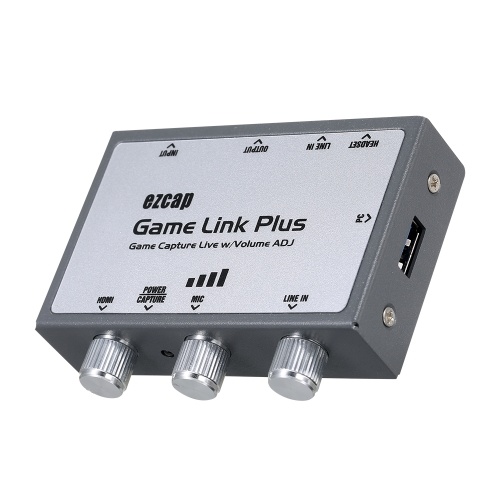 Game Link Plus Game Video Capture Box Capture Card Maximum Support 2160P Input/Output Resolution with Volume Adjustment Knobs