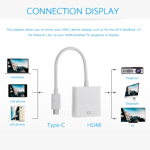 

USB Type C to HD Converter USB3.1 Type-C to HD Video Adapter with 1080P or 4K resolution for New Mac Book