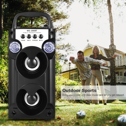 

BT Outdoor Speaker Wireless Dual 5W Speakers USB FM Radio AUX-IN TF Card Music Playing LED Light for iOS / Android Smart Phones