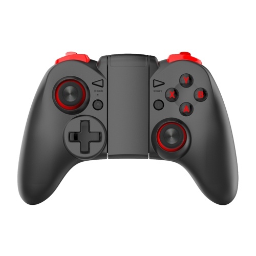 Wireless BT Gamepad Ergonomic Game Controller with Double Joysticks Stretchable Phone Bracket Compatible with Android/iOS