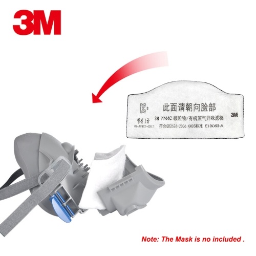 

3M 7744C Anti Dust PM2.5 Activated Carbon Mask Filter Face Masks Insert Protective Filter for Model 7772, Model 7771 Respirator Mask Outdoor Activities Respiratory Protection 10 Pieces