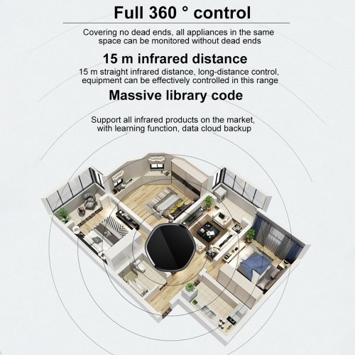 YRC12 IR RF Remote Control Smart Home WiFi Remote Controller Infrared Radio Frequency Smart Life APP Control Compatible with Alexa Google Assistant Voice Control for TV Set-top Box Air Conditioner Curtain 