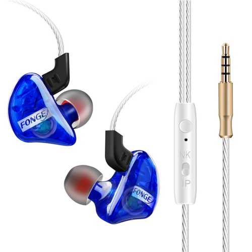 FONGE T01 Wired Auricolari In-Ear Ear Hook Auricolari Stereo Super Bass Cuffie Sport Auricolare con microfono blu