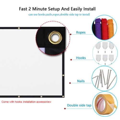 

Foldable No Crease Soft Projector Screen Holes Hanging Portable Home Movie Meeting Screen (84inch 16:9)