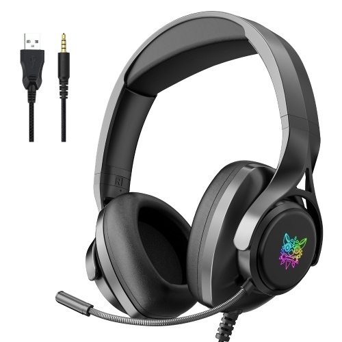 ONIKUMA X16 Wired Headphones Surround Sound Stereo Headsets Over-ear Game Headphone with Noise Cancelling Mic RGB Lights for Computer Gamer