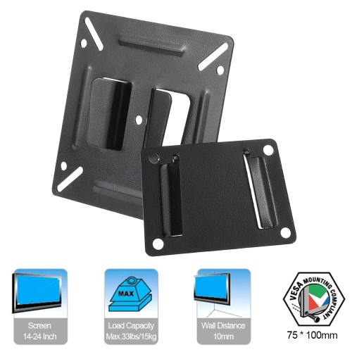 

C2 TV Wall Mount Bracket for Most 14-24 Inch LED LCD Plasma Flat Screen Monitor Max.33lbs/15kg Load Capacity Fixed Mount Black