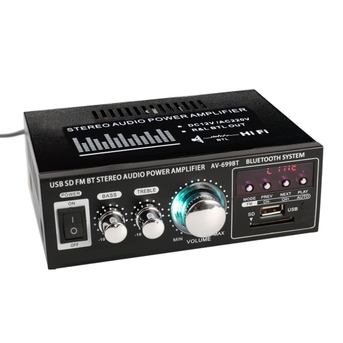 

12V/ 220V Mini 2CH LCD Display HIFI Audio Stereo Power Amplifier BT FM Radio Portable Car Home 400W Remote Control Audio Amplifier