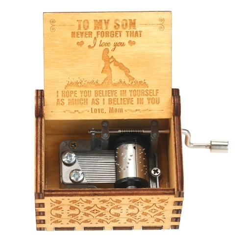 Retro Wooden Music Box Antique Hand Crank Engraved Toys Children Birthday Gift Retro Wooden Music Box Antique Hand Crank Engraved Toys Children Birthday Gift