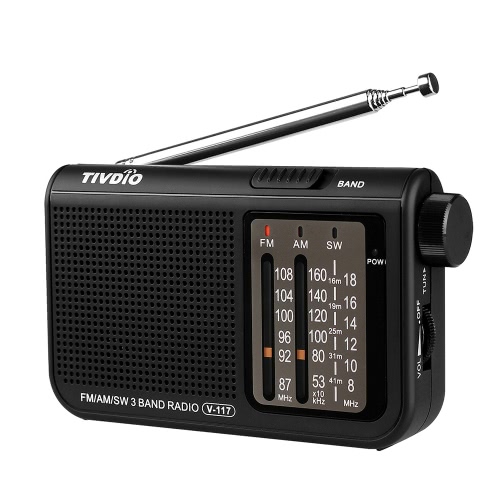 TIVDIO V-117 FM / AM / SW Radio Black