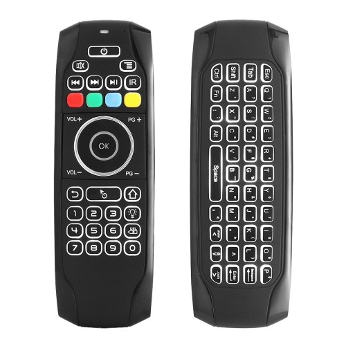 Backlight 2.4G Air Mouse Wireless Keyboard Remote Control Infrared Remote Learning 6-Axis Motion Sensing Backlit for Smart TV Android TV BOX PC Projector