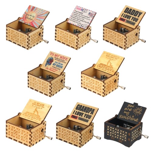 

Vintage Wooden Music Box Hand Crank Music Case Carved Engraving Children Toy Christmas Festival Presents Birthday Gifts for Kids Adult
