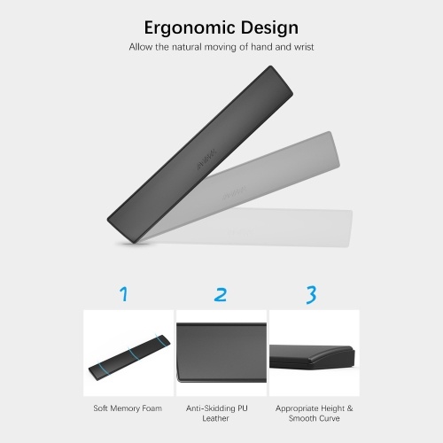 

104 Keys Standard Keyboard Wrist Rest Pad Office Gaming PU Leather Wrist Support Cushion Ergonomic Comfortable Memory Foam Hand Rest