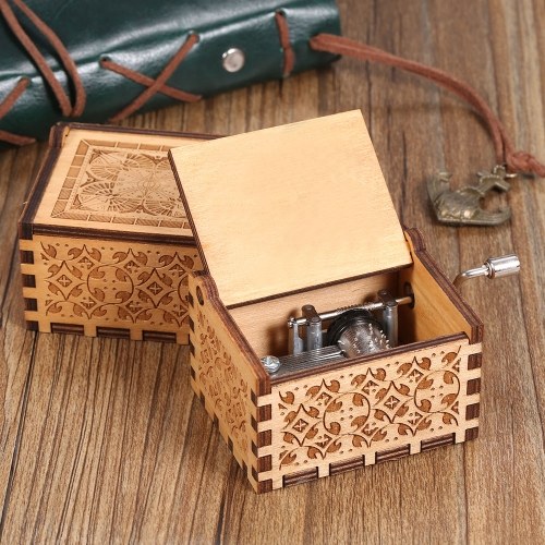 

Wood Music Box Mini Vintage Engraved Hand-Operated Musical Box Birthday Christmas Valentine's Day Exquisite Gift