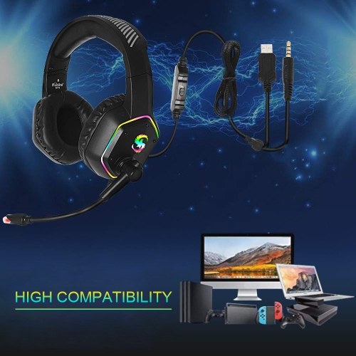 KUBITE K-15 Gaming Headset 3.5mm+USB Plug Stereo Over-Ear Headphone