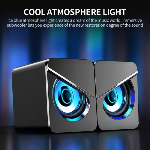 

Computer Subwoofer Speaker USB Wired Home Office Desktop Speaker with Heavy Bass Cool Atmosphere Light Stereo Sound Effect