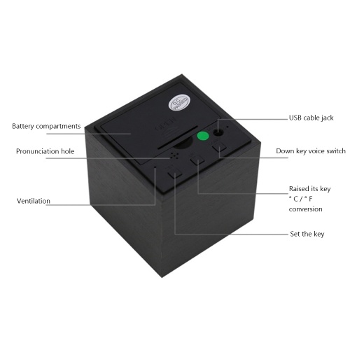 

Wooden LED Alarm Clock Intelligent Electronic Clock Desktop Table Voice Control Snooze Function Clock