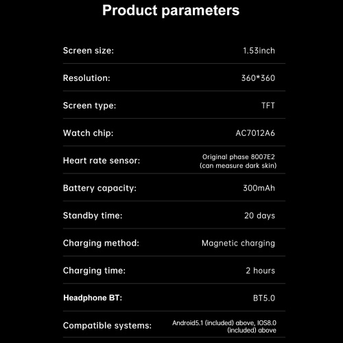 Smart Watch & True Wireless BT 5.0 Headphones 2-in-1 ENC Noise Cancelling Earphones Fitness Tracker Smartwatch 4GB Memory MP3 Music Playback 1.53-inch Color Screen Monitoring Blood Oxygen Heart Rate Sleep NFC One-touch Access 