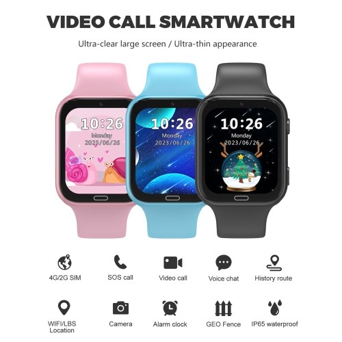 LT34 1.83`` IPS Touch Screen 4G Network Smartwatch with Two-Way Calling Location Tracking Voice Chat Pedometer Electronic Fence History Record Tracking Alarm Clock Watch Finder Video Calling 240x280 Pixels