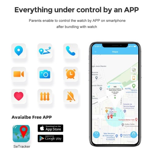 LT34 1.83`` IPS Touch Screen 4G Network Smartwatch with Two-Way Calling Location Tracking Voice Chat Pedometer Electronic Fence History Record Tracking Alarm Clock Watch Finder Video Calling 240x280 Pixels