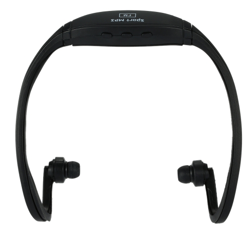 Lecteur de musique numérique compact double canal sport MP3 avec fonction FM Casque d'écoute sans fil enfichable casque noir pour lecteur multimédia