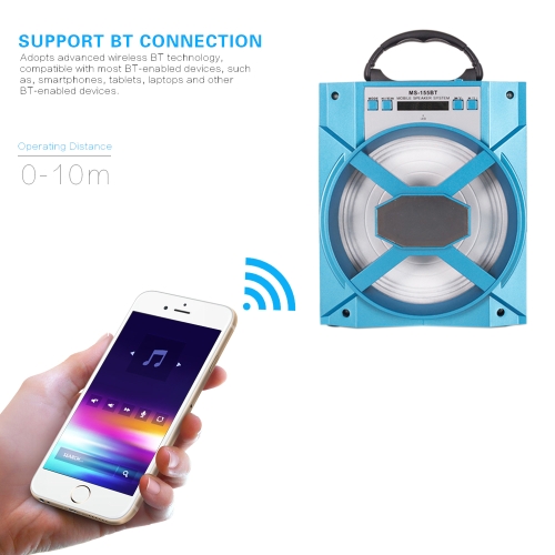 

MS-155BT Portable Wireless BT Speaker Multimedia Mobile Loudspeaker FM Radio with AUX/USB/TF for Smartphones Tablets and other BT-