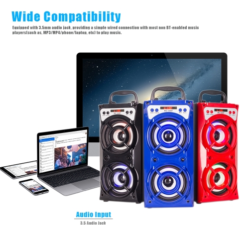 

MS-144BT Wireless BT Speaker Multimedia Mobile Speaker LED Light Loudspeaker Music Play with USB/TF/AUX/FM Radio