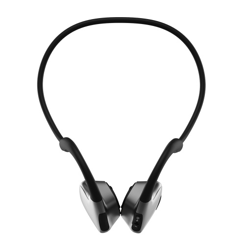 Casque à conduction osseuse R9 sans fil Bluetooth 5.0 Écouteur IPX5 Étanche à la nuque Sports de plein air Musique Casque mains libres avec Noir pour iOS Android Smartphones Tablet PC