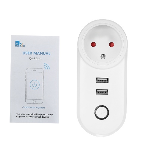 

eWeLink Mini Smart WiFi Разъем ЕС Тип E Smart Plug 2 * USB-порт для зарядки