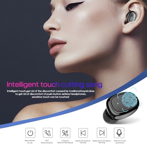 

G5S Wireless BT Earphone Mini Binaural In-Ear 6D HiFi Sport Earbuds LED Indicator Light IP54 Waterproof Earphone with Charging Case