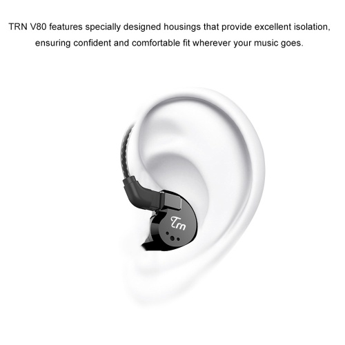 

TRN V80 3.5mm In-ear Headphones 2DD+2BA Hybrid HiFi Sports Headset Music Earphone 2pin Detachable Cable In-line Control with Mic