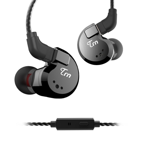 TRN V80 3,5-mm-In-Ear-Kopfhörer 2DD + 2BA Hybrid-HiFi-Sport-Headset Musik-Kopfhörer 2-polig Abnehmbares Kabel In-Line-Steuerung mit Mikrofon