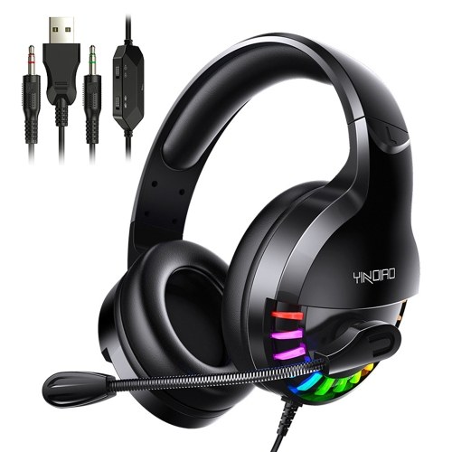 

Q2 Gaming Headset Over-Ear / On-Ear Wired Gaming Headphone with 360° Noise Reduction Microphone 7 Colorful Breathing Light Stereo Earphone Dual 3.5mm Jack +USB Interface