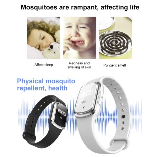 

Ultrasonic Mosquito Repellent Silicone Wristbands Anti Mosquito Watch Portable Bracelet Suitable for Beach Park Camping Hiking Fishing and Other Places