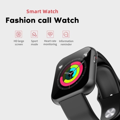 

X6plus Intelligent Watch Touch Screen Dial Calls Message Reminder Heart Rate Monitoring USB Charge Sports Tracker (Black)