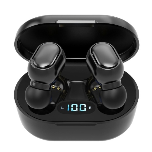 E7S TWS BT5.1 Auriculares inalámbricos Emparejamiento automático Sonido HiFi IPX7 Impermeable 300mAh Caja de carga Pantalla de energía (Negro)