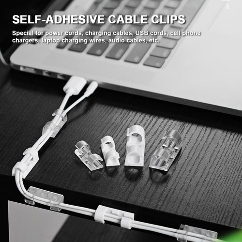 

20Pcs Self-Adhesive Cable Clips Office Home Use Wire Desktop Organizer Charging Cord Holder Management