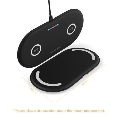 

5/7.5/10W Wirelessly Quick Charging Charger Ultra Slim Portable Auto Power off Dual Charging Pad