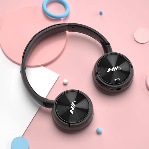 

NIA Q2 Foldable On Ear Headset Wireless Bluetooth Headphones 3.5mm AUX IN Music Earphone TF Card MP3 Player FM Radio with Microphone APP Control